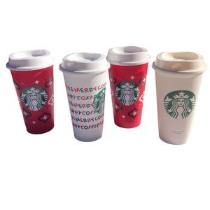 4 reusable Starbucks cups 12 oz